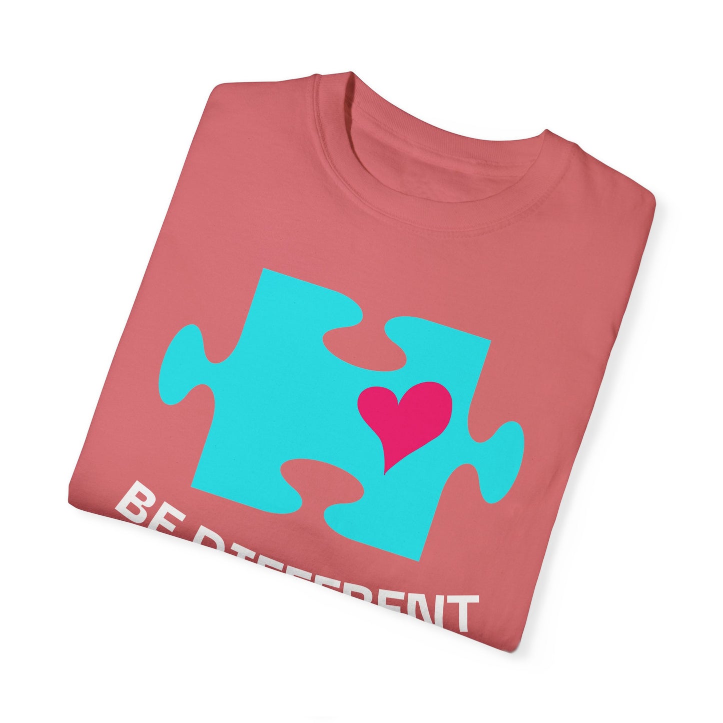 Be Different Puzzle Heart Unisex Garment-Dyed T-Shirt