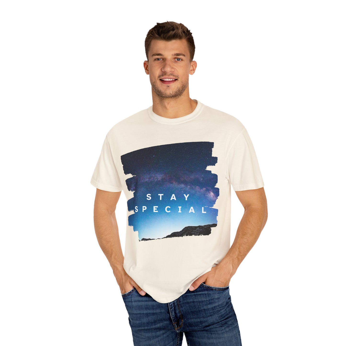 Stay Special Unisex Garment-Dyed T-Shirt - Inspirational Galaxy Design