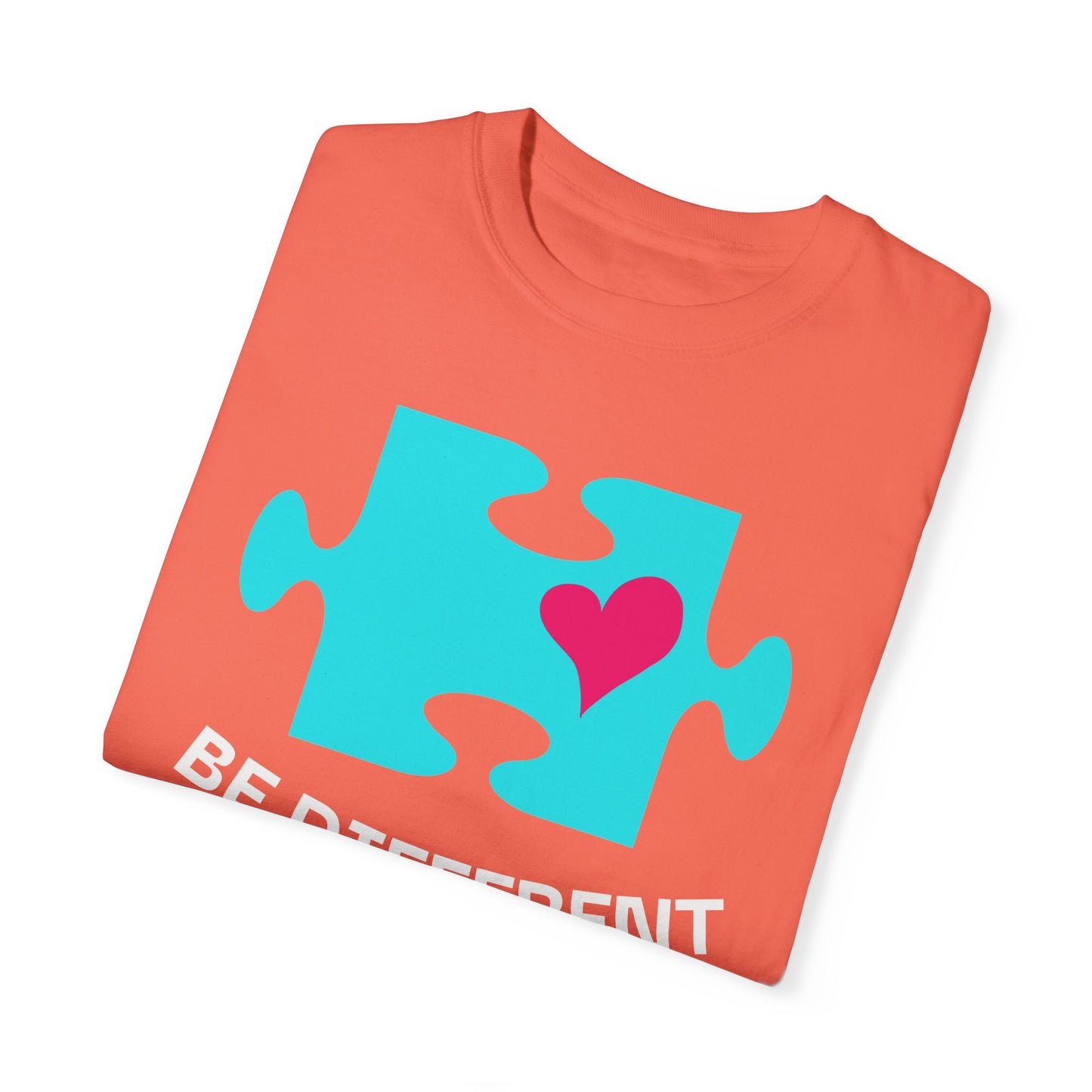 Be Different Puzzle Heart Unisex Garment-Dyed T-Shirt