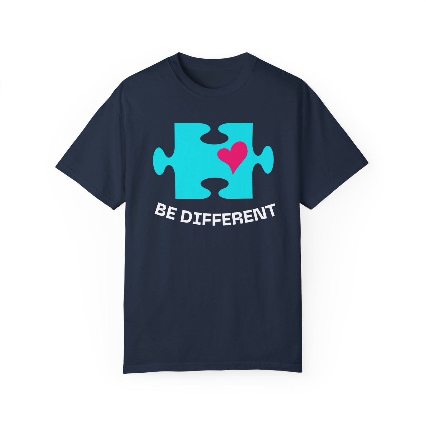 Be Different Puzzle Heart Unisex Garment-Dyed T-Shirt