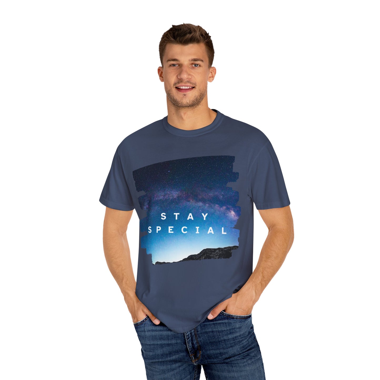 Stay Special Unisex Garment-Dyed T-Shirt - Inspirational Galaxy Design