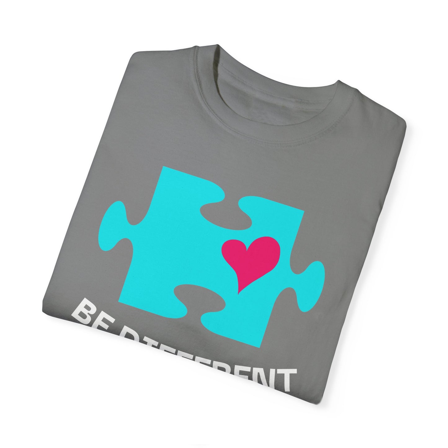 Be Different Puzzle Heart Unisex Garment-Dyed T-Shirt