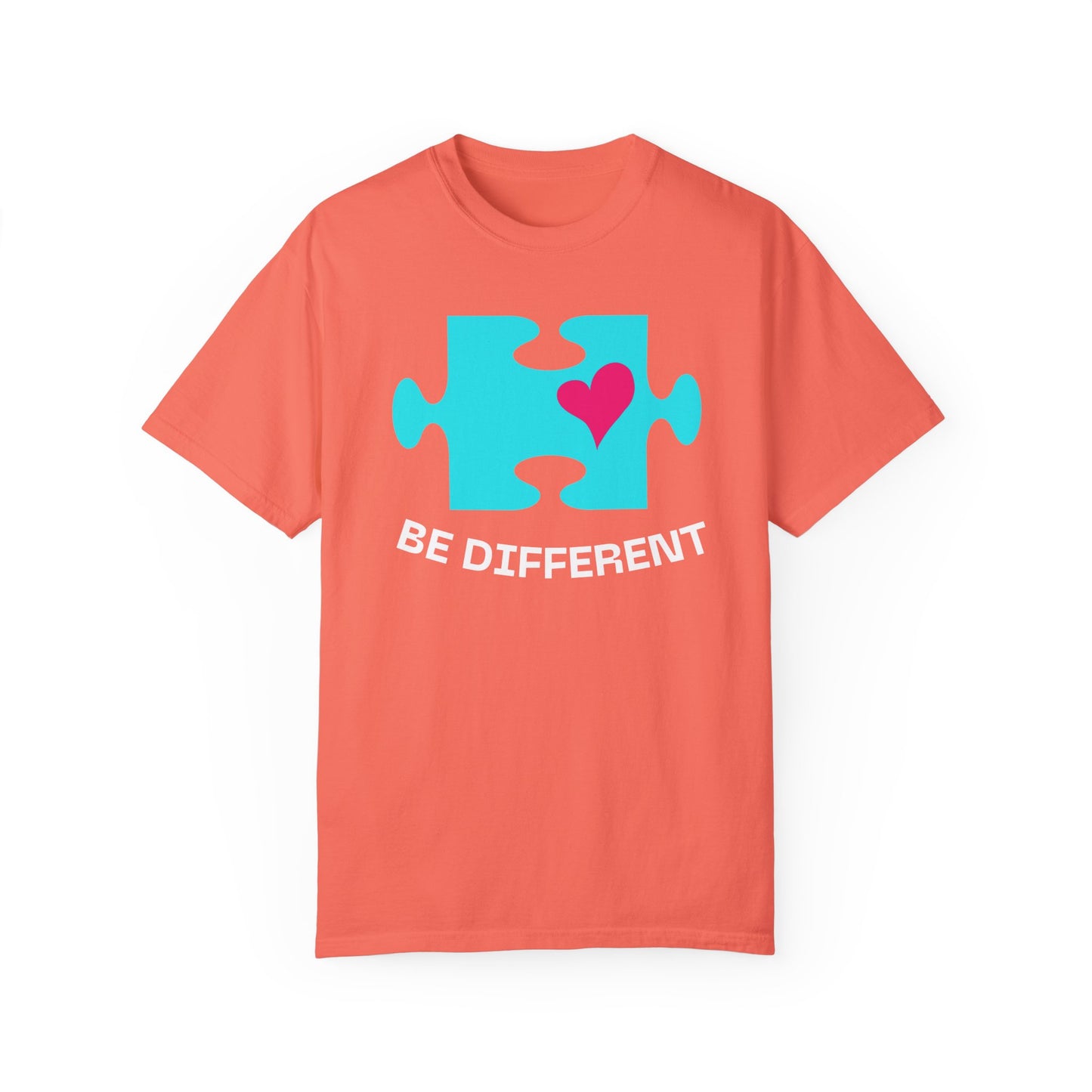 Be Different Puzzle Heart Unisex Garment-Dyed T-Shirt