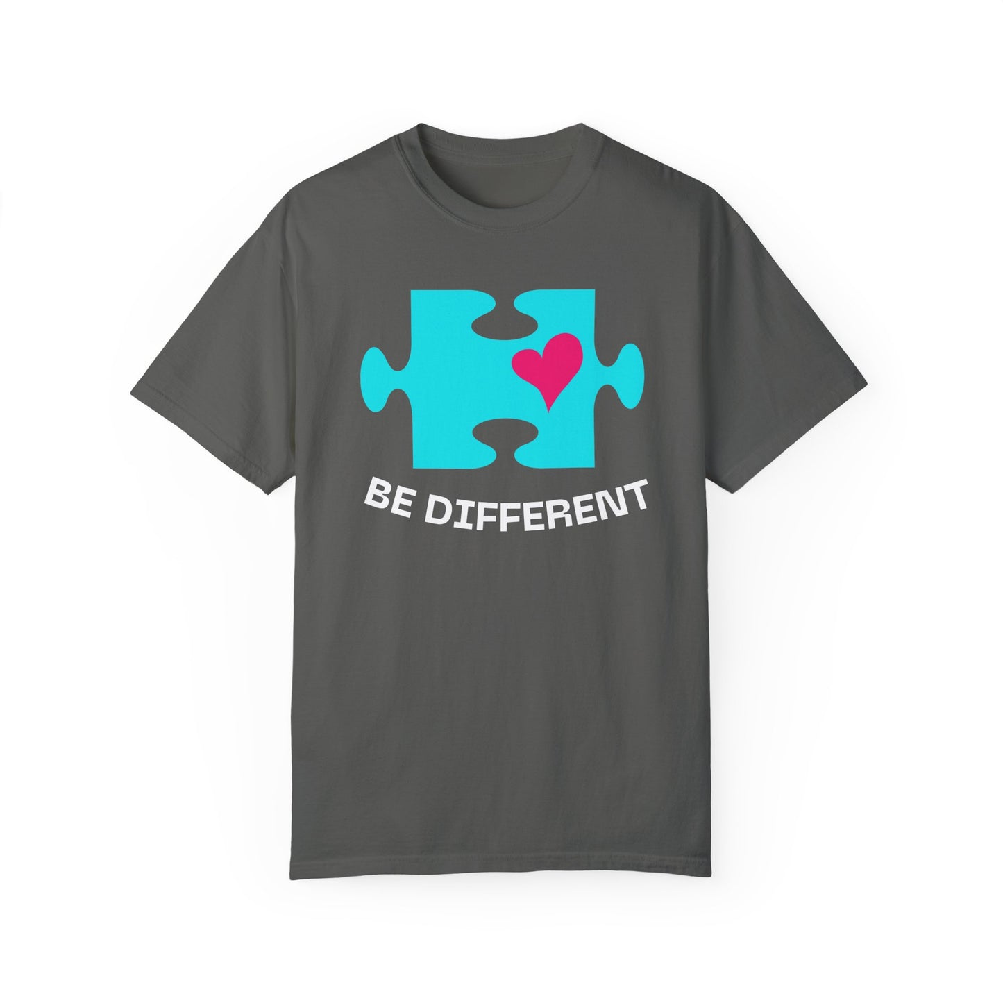 Be Different Puzzle Heart Unisex Garment-Dyed T-Shirt