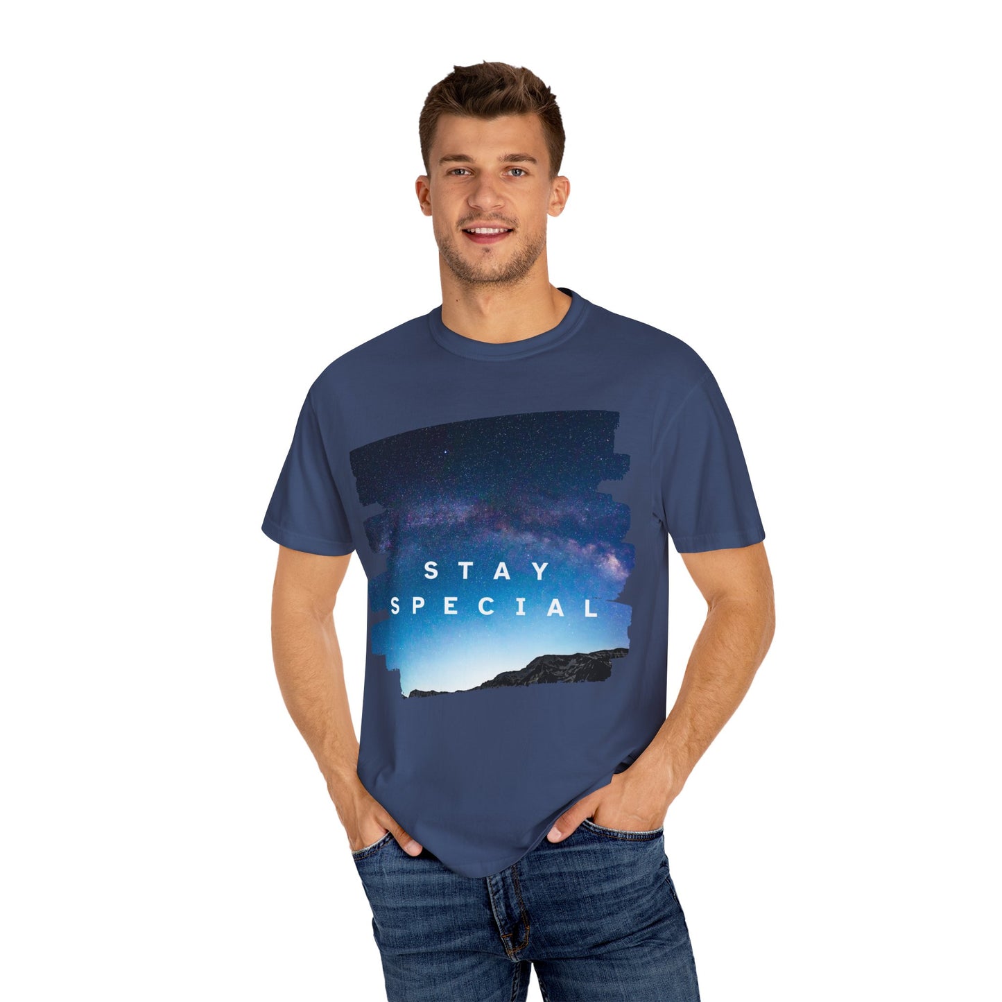 Stay Special Unisex Garment-Dyed T-Shirt - Inspirational Galaxy Design