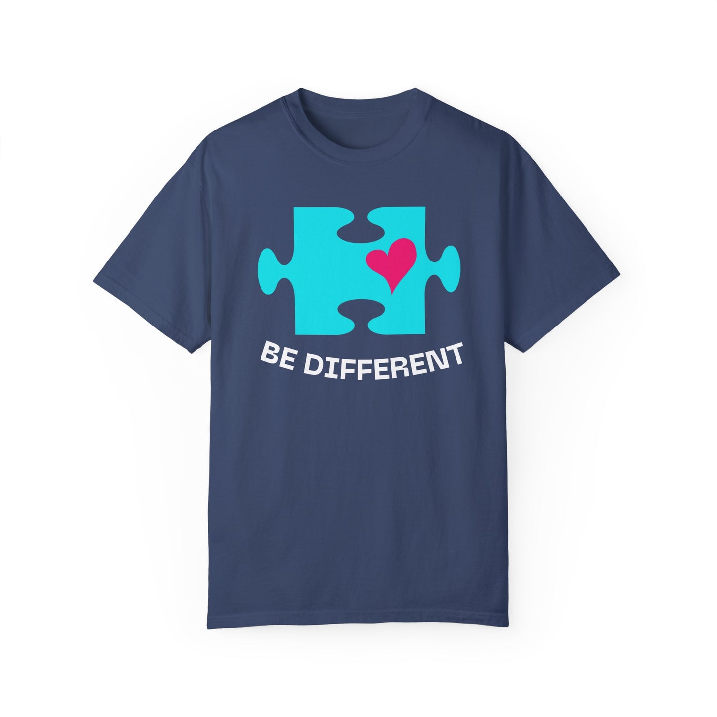 Be Different Puzzle Heart Unisex Garment-Dyed T-Shirt