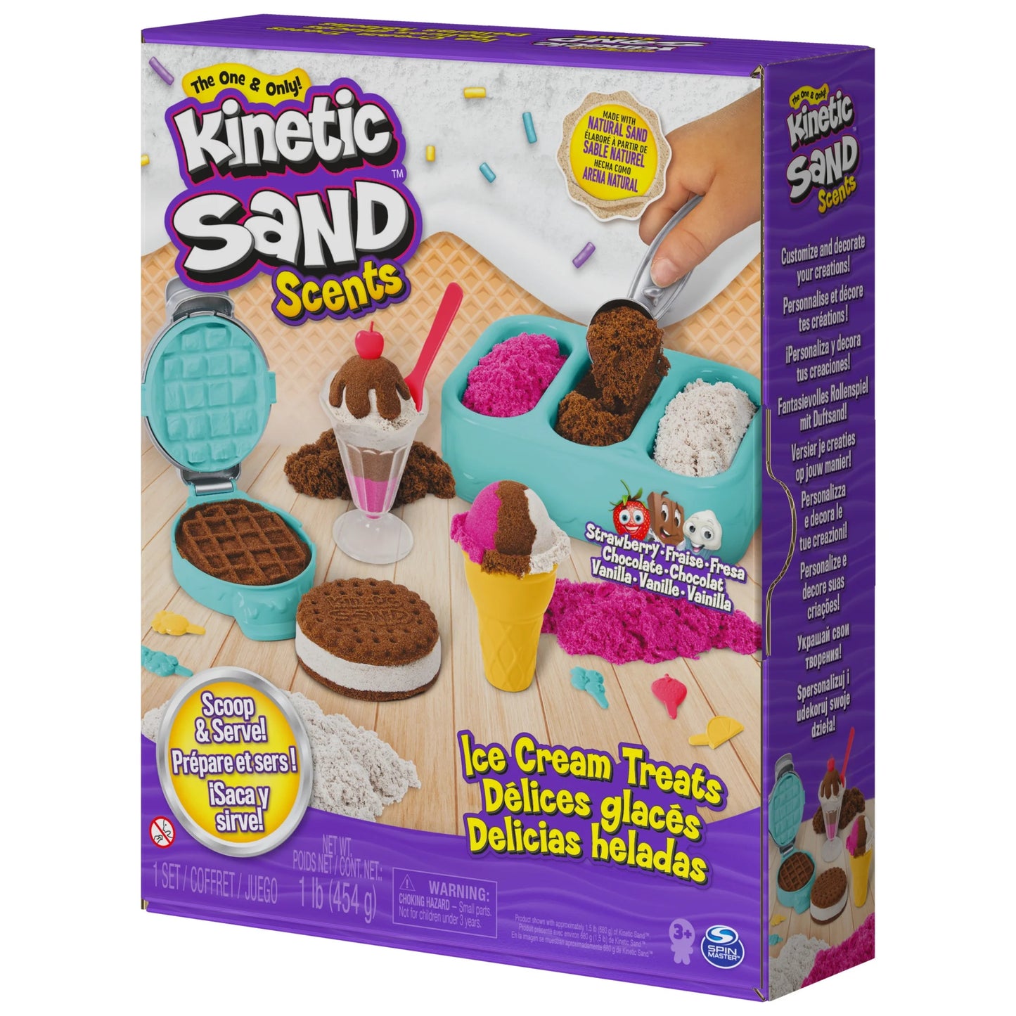 Scents, Ice Cream Treats Playset with 3 Colors Scented Play Sand & 6 Tools, Sensory Toys for Kids Ages 3 and Up
