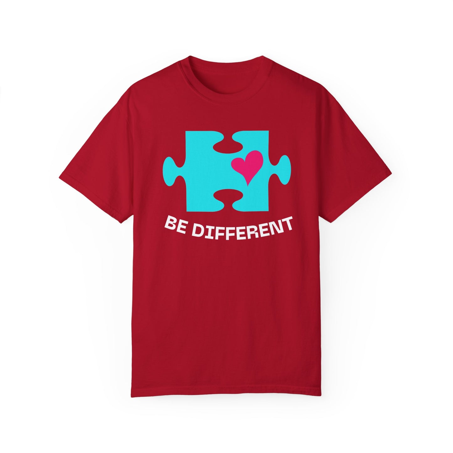 Be Different Puzzle Heart Unisex Garment-Dyed T-Shirt