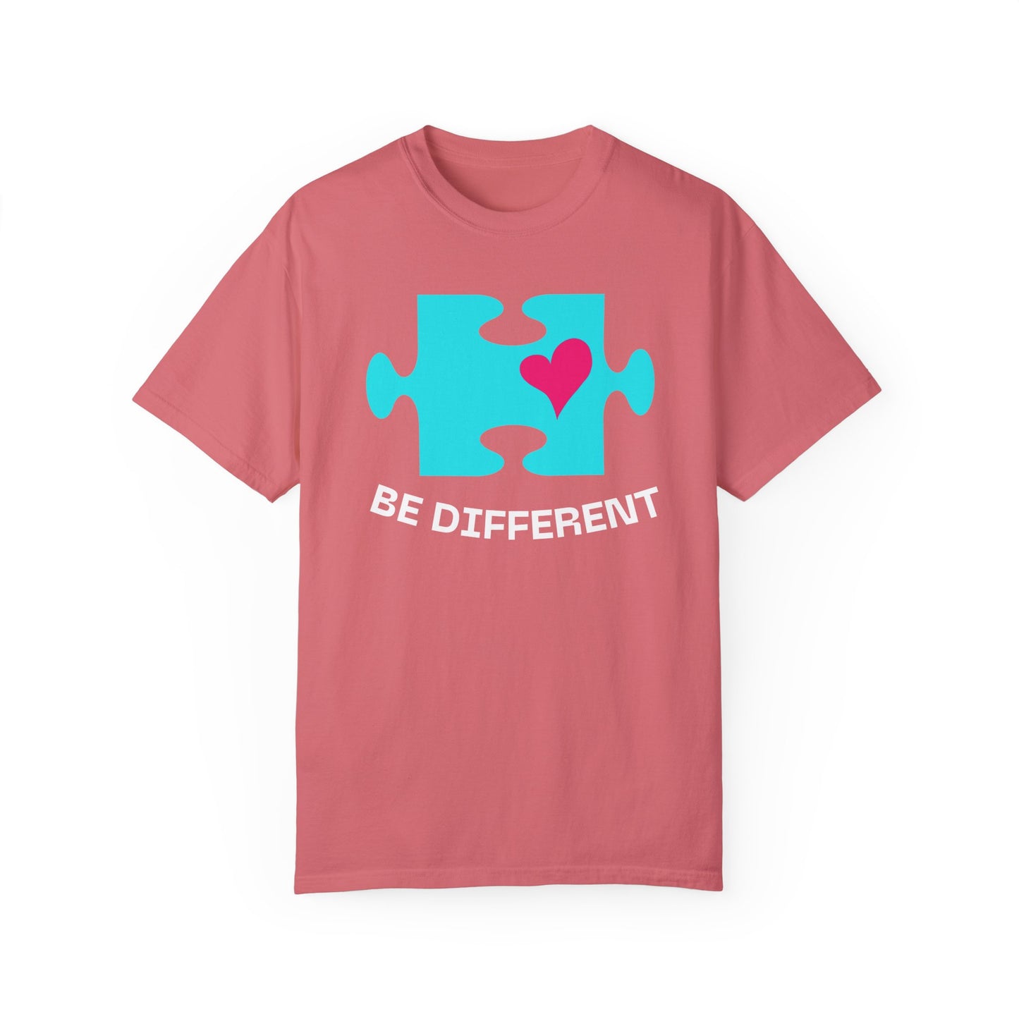 Be Different Puzzle Heart Unisex Garment-Dyed T-Shirt