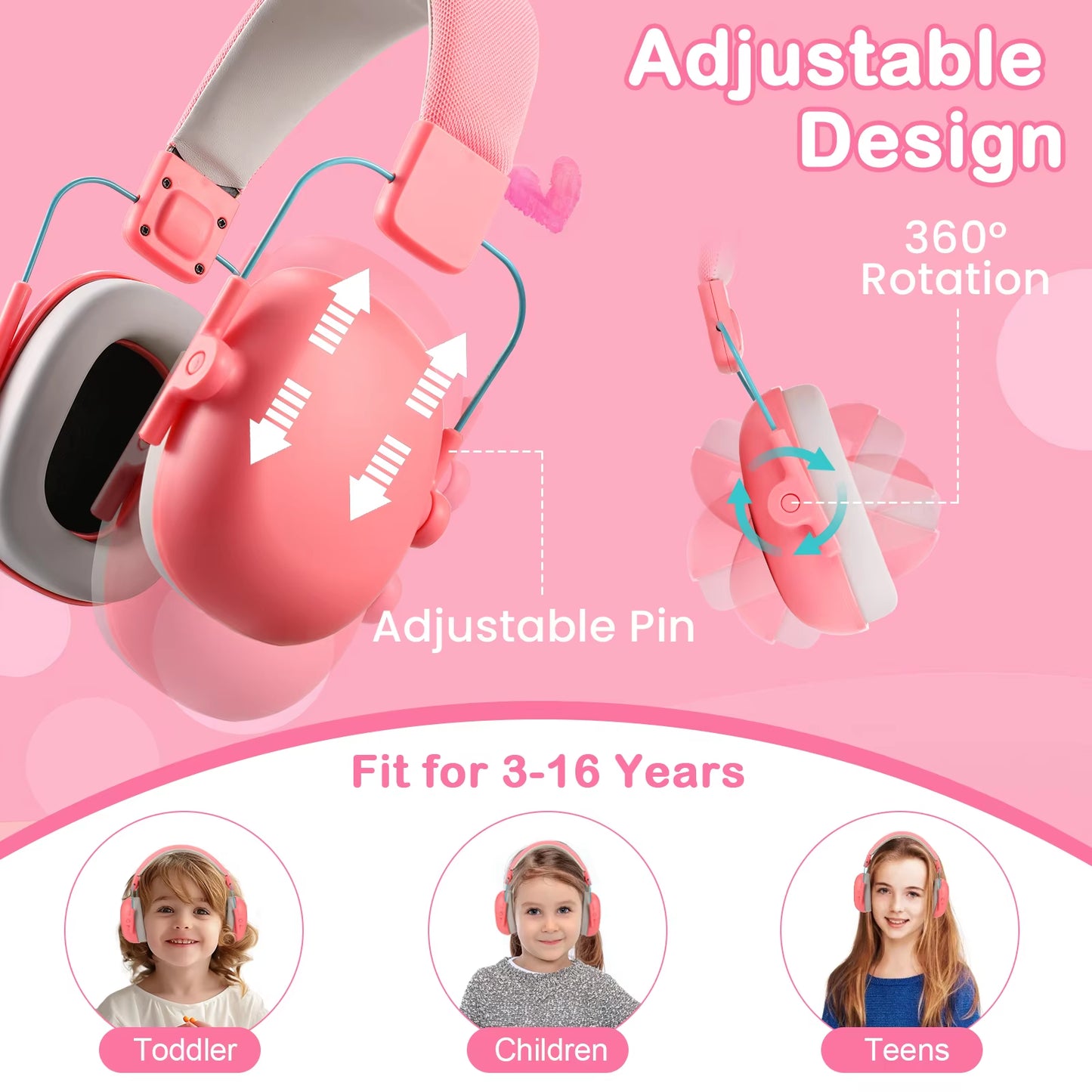 Upgraded Ear Kids Ear Protection Noise Cancelling Headphones, NRR 26Db Hearing Protection Earmuffs for Autism, Children, Toddler