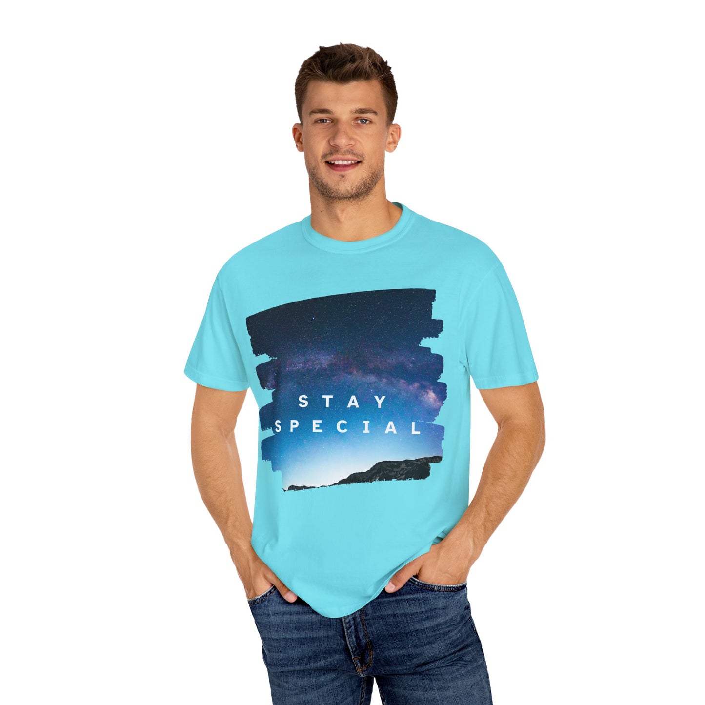 Stay Special Unisex Garment-Dyed T-Shirt - Inspirational Galaxy Design