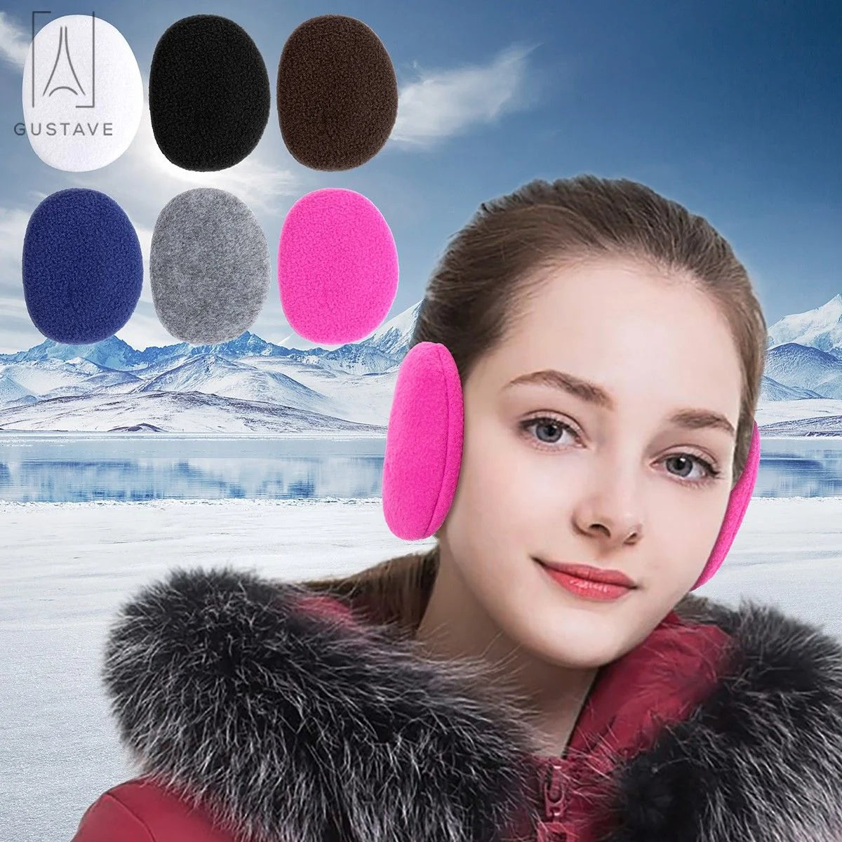2Pcs Bandless Ear Warmers Fleece Ear Muffs Ear Covers Unisex Winter Outdoors for Women Men (Navy)