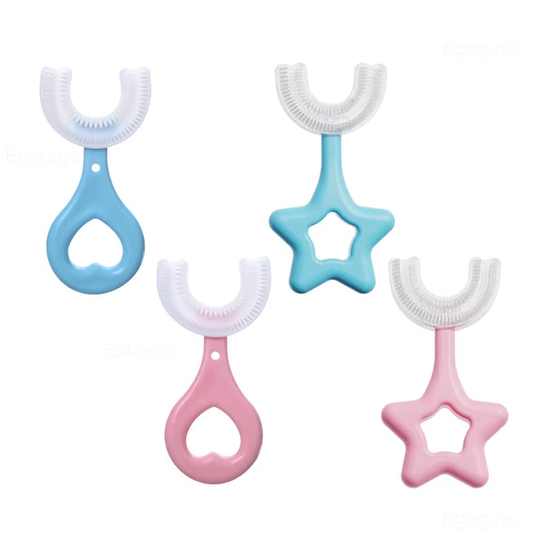 Children U-Shape Toothbrush 360-Degree Oral Cleaning Kids Tooth Brush Soft Million Nano Bristle Silicone Baby Finger Teether