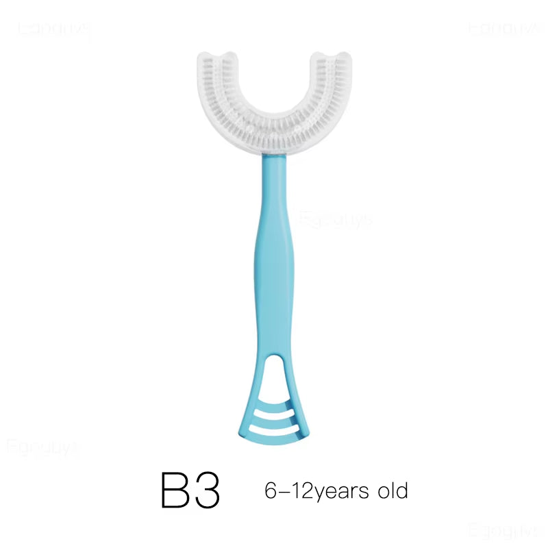 Children U-Shape Toothbrush 360-Degree Oral Cleaning Kids Tooth Brush Soft Million Nano Bristle Silicone Baby Finger Teether