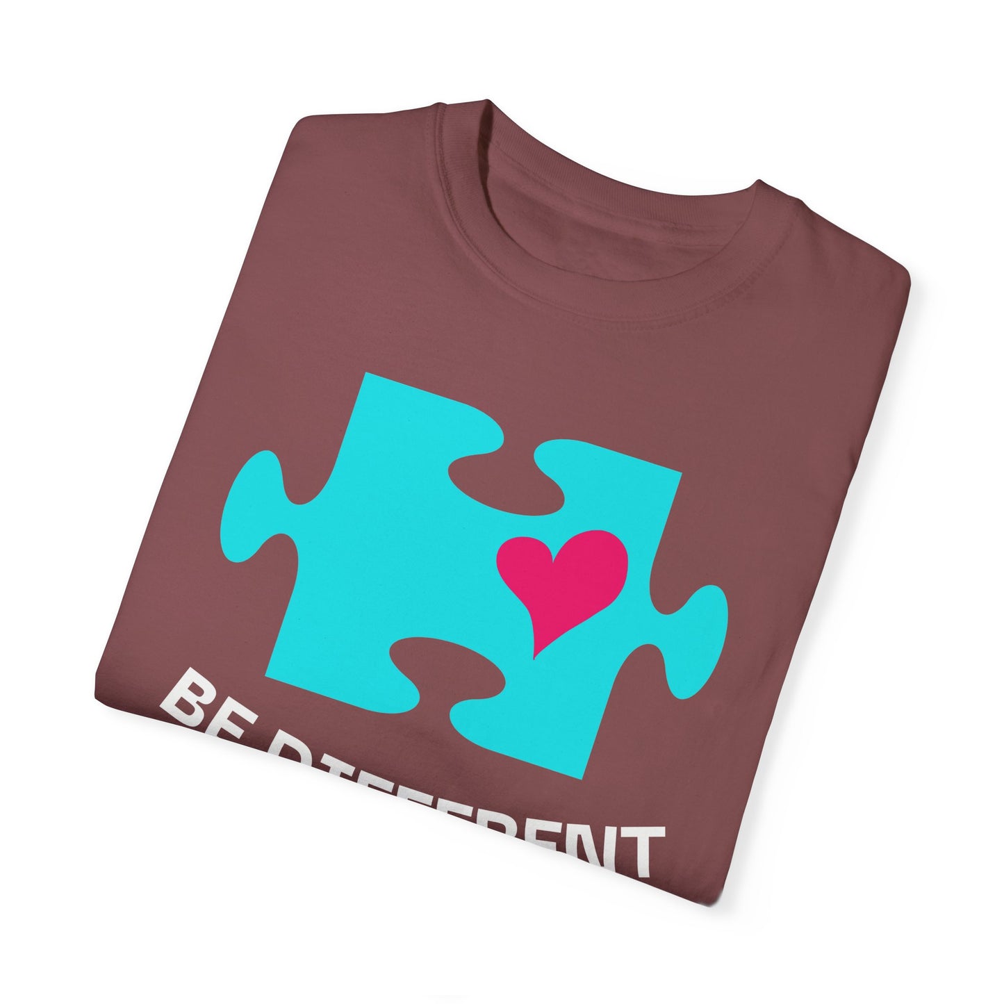 Be Different Puzzle Heart Unisex Garment-Dyed T-Shirt