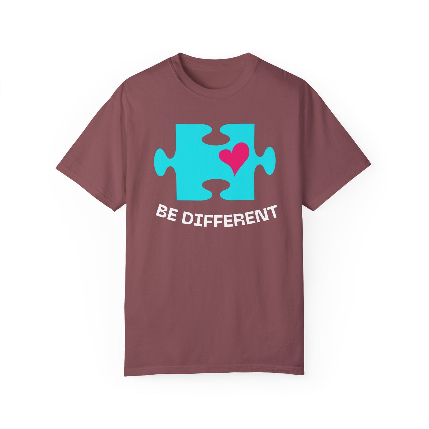 Be Different Puzzle Heart Unisex Garment-Dyed T-Shirt