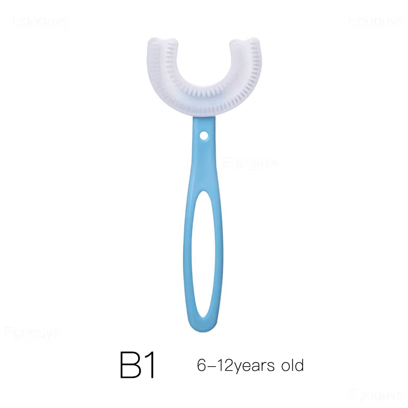 Children U-Shape Toothbrush 360-Degree Oral Cleaning Kids Tooth Brush Soft Million Nano Bristle Silicone Baby Finger Teether