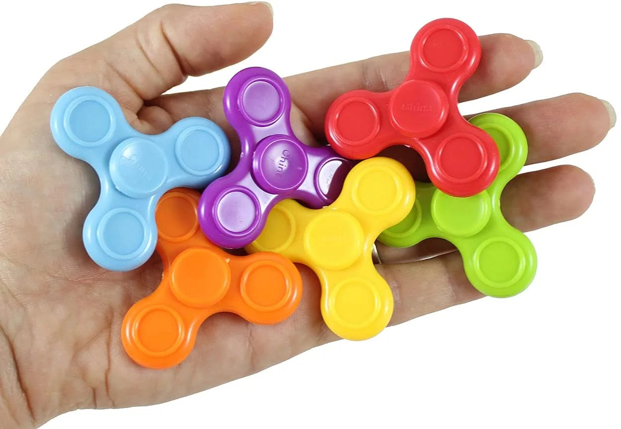 12 Mini Fidget Spinners - Fidget Toy - Sensory Stress Toy - Tiny Hand Spinner Toy - Party Favors (Random Colors)