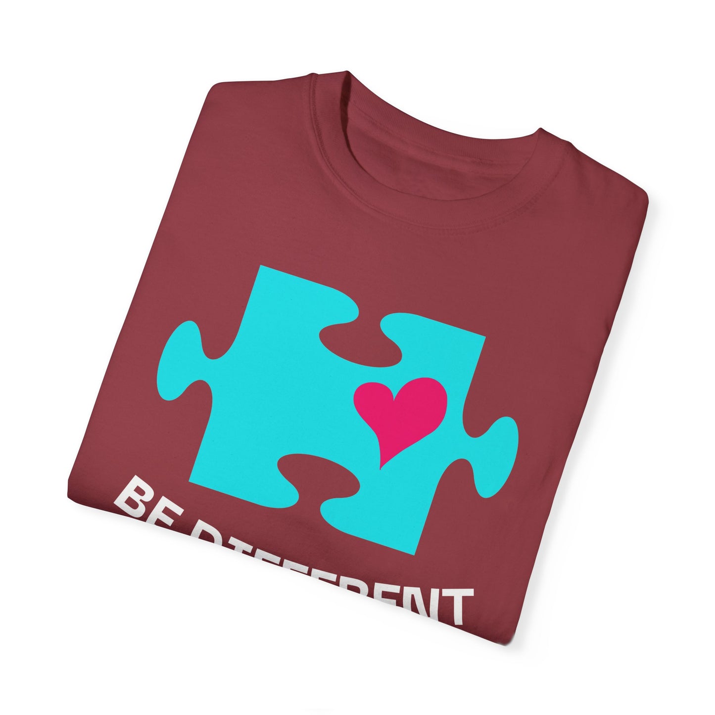Be Different Puzzle Heart Unisex Garment-Dyed T-Shirt