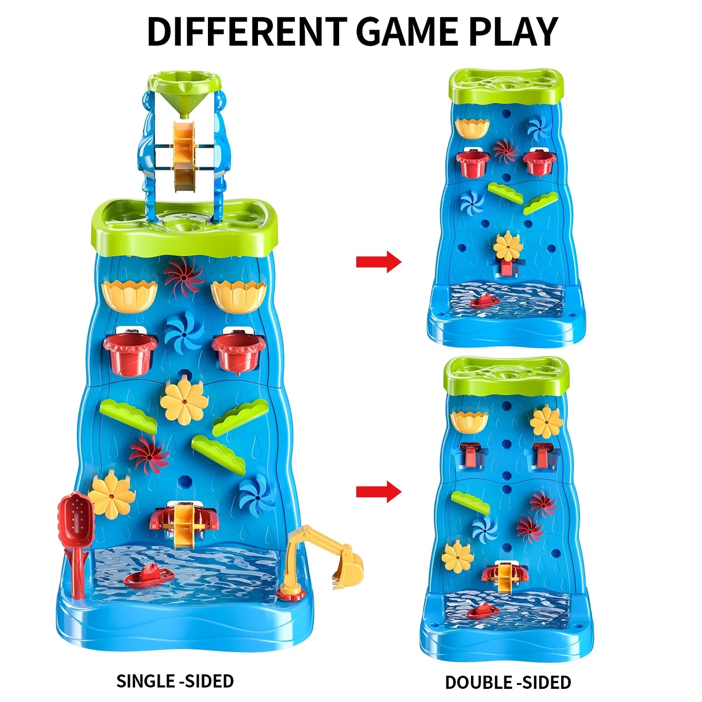 Toddlers Water Table Waterfall Maze-Like Wall - Double-Sided Water Sand Table for Kids, 32 PCS Outdoor Toys for Toddlers Age 3-8, Activity Sensory Table Summer Toys for Boys Girls Ages 4-8