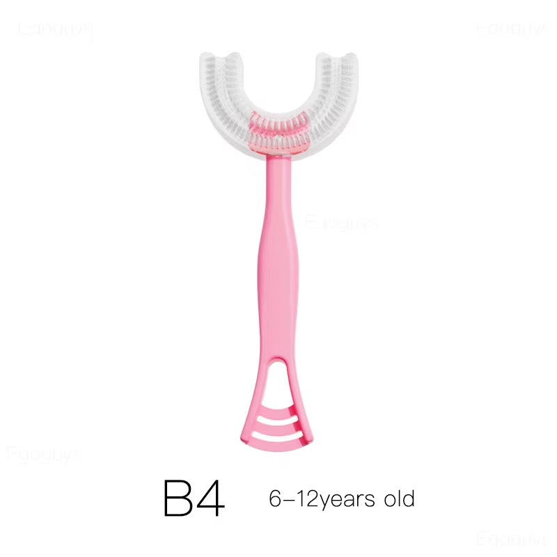 Children U-Shape Toothbrush 360-Degree Oral Cleaning Kids Tooth Brush Soft Million Nano Bristle Silicone Baby Finger Teether