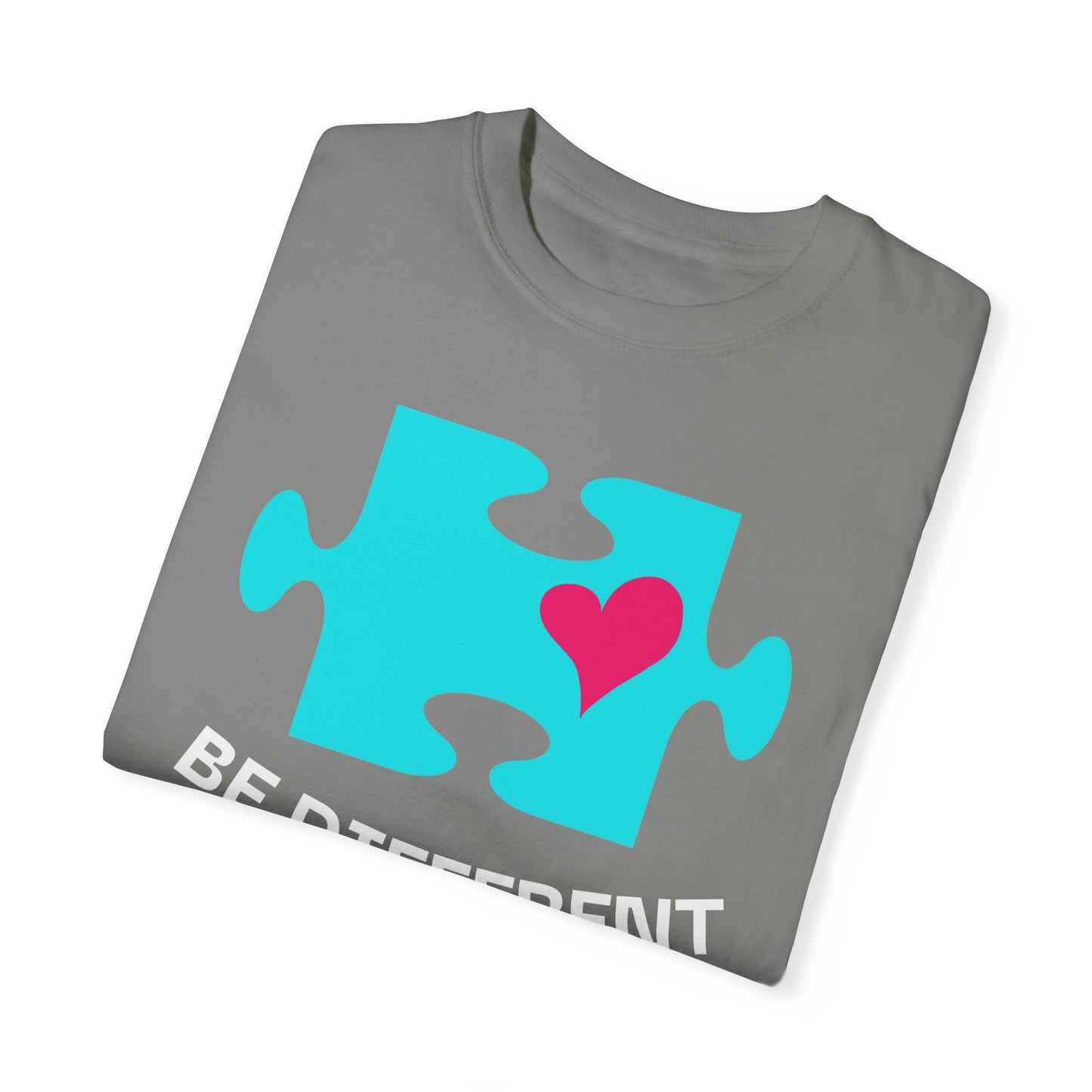 Be Different Puzzle Heart Unisex Garment-Dyed T-Shirt