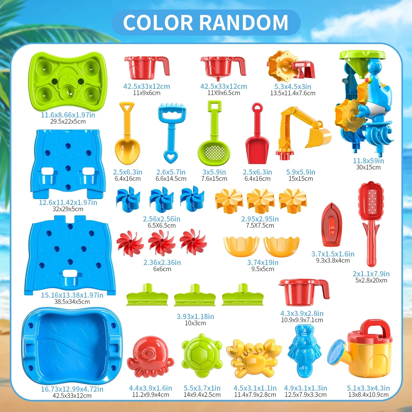 Toddlers Water Table Waterfall Maze-Like Wall - Double-Sided Water Sand Table for Kids, 32 PCS Outdoor Toys for Toddlers Age 3-8, Activity Sensory Table Summer Toys for Boys Girls Ages 4-8