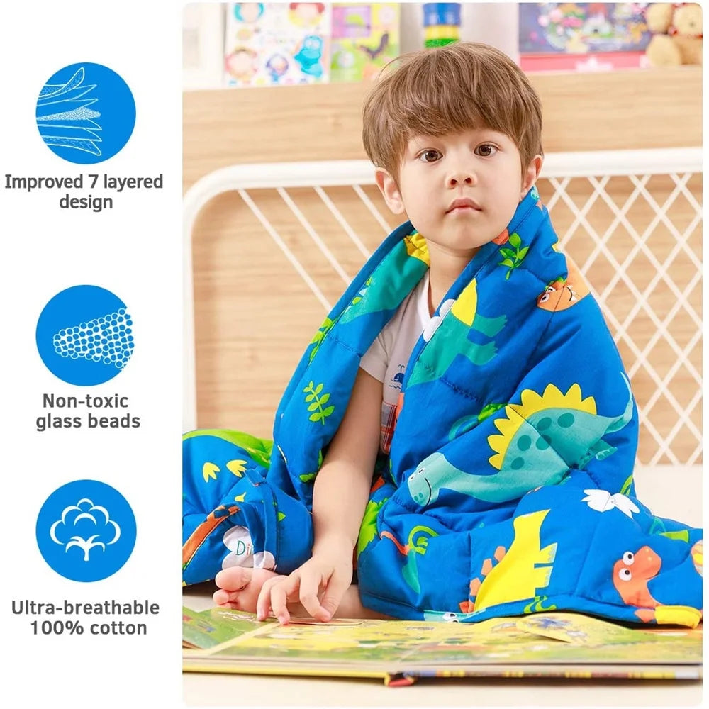 Kids Weighted Blanket 5 Lbs, Weighted Blanket for Kids 5 Lbs Heavy Blanket Cooling Blanket for Sleeping Perfect for 40-60 Lb Throw Size Breathable Blanket with Premium Glass Bead