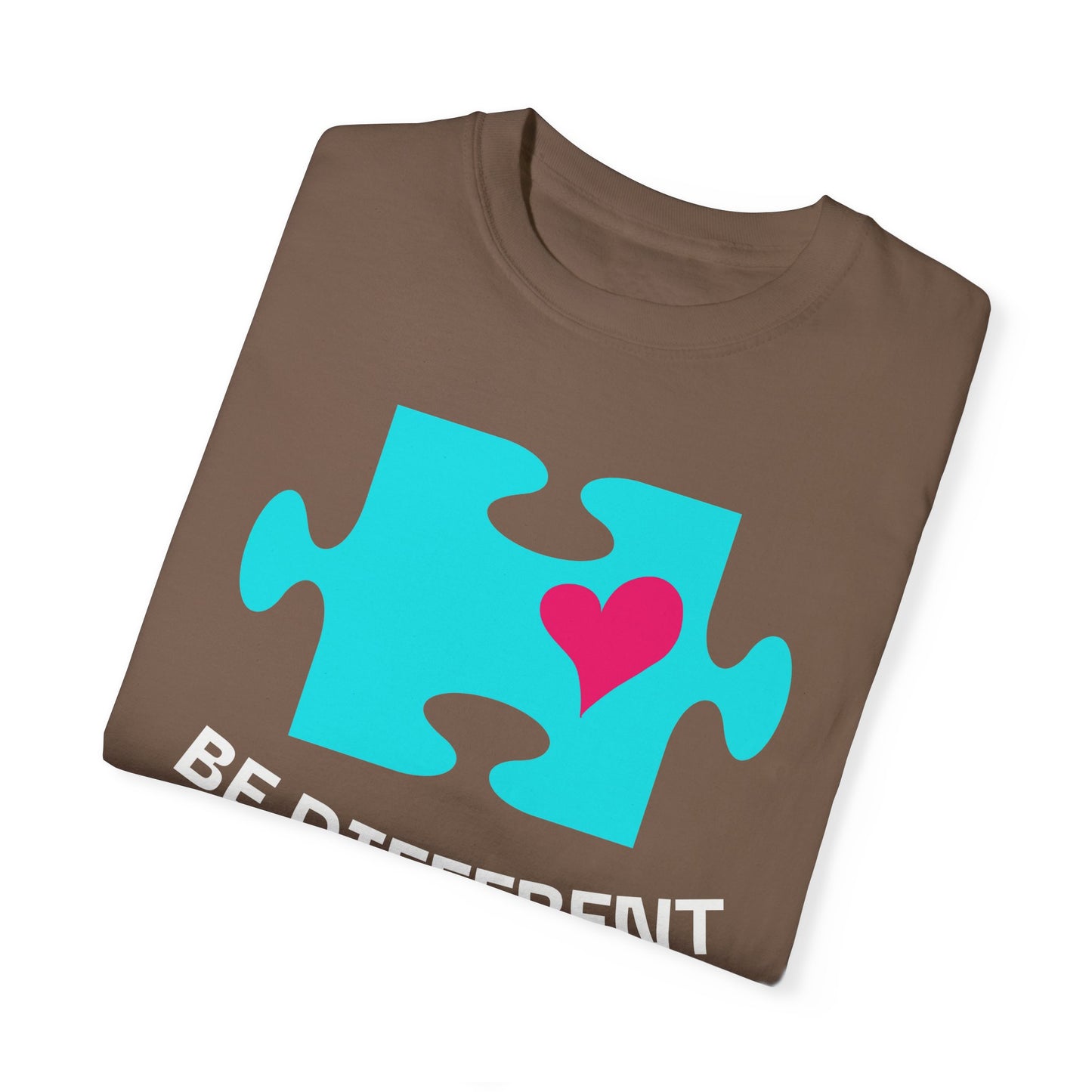 Be Different Puzzle Heart Unisex Garment-Dyed T-Shirt