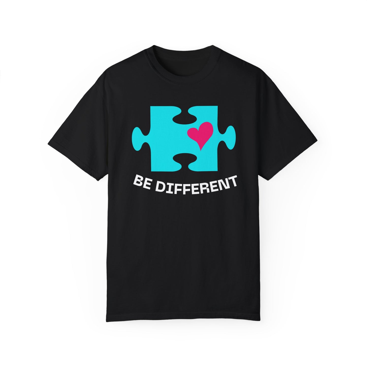 Be Different Puzzle Heart Unisex Garment-Dyed T-Shirt