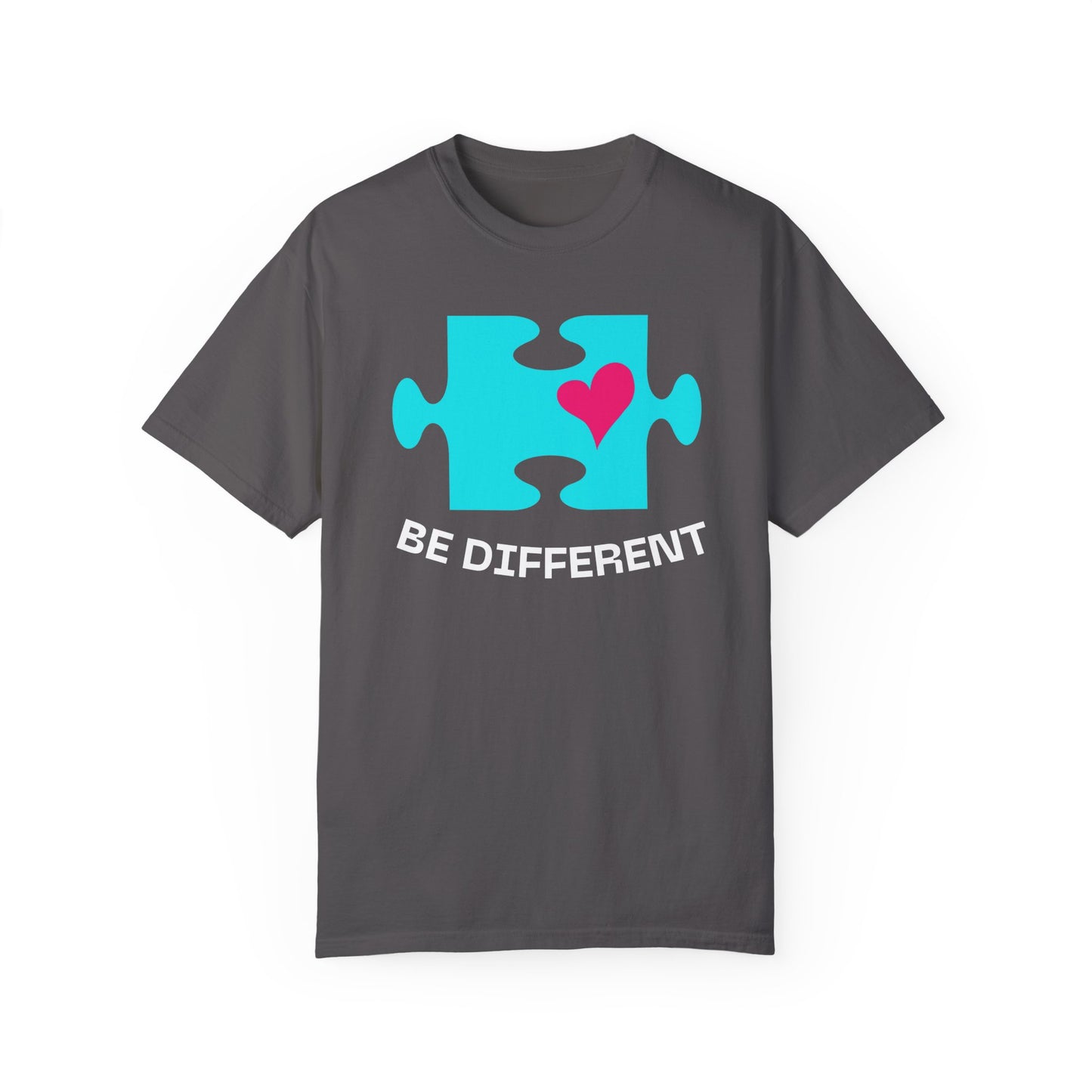 Be Different Puzzle Heart Unisex Garment-Dyed T-Shirt