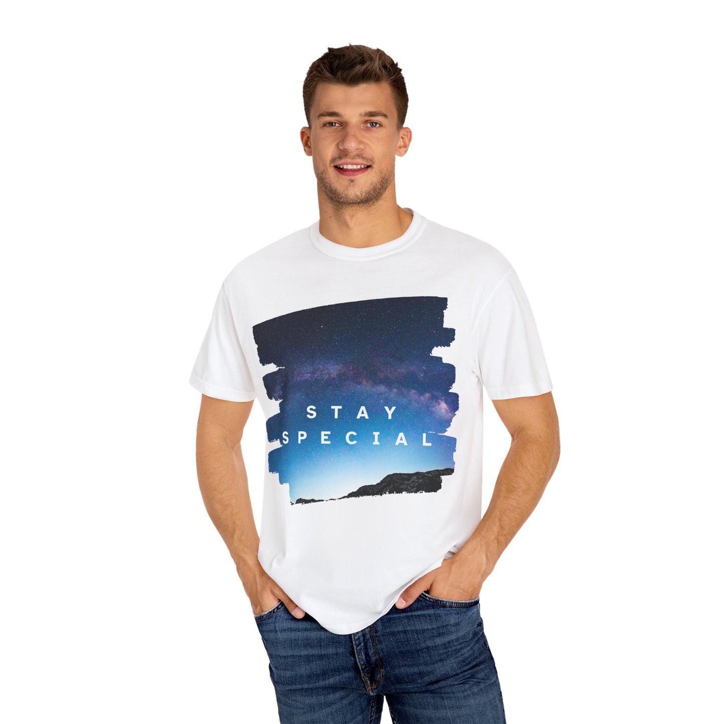 Stay Special Unisex Garment-Dyed T-Shirt - Inspirational Galaxy Design