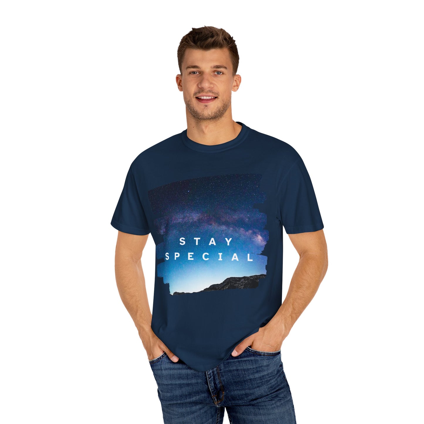 Stay Special Unisex Garment-Dyed T-Shirt - Inspirational Galaxy Design