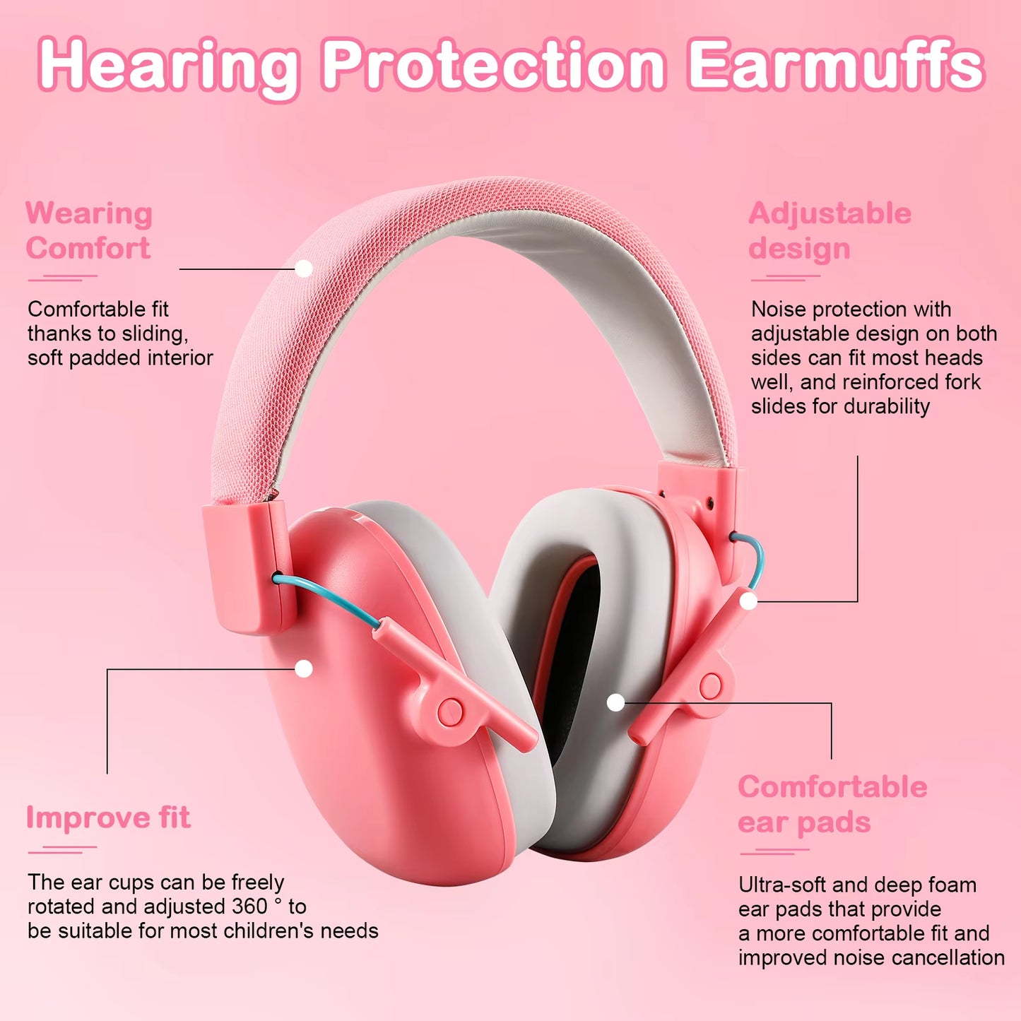 Upgraded Ear Kids Ear Protection Noise Cancelling Headphones, NRR 26Db Hearing Protection Earmuffs for Autism, Children, Toddler