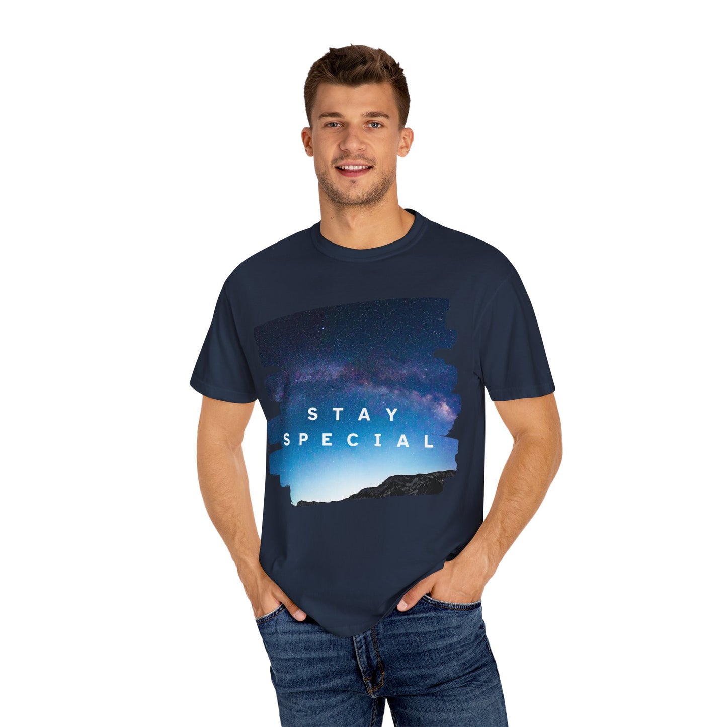 Stay Special Unisex Garment-Dyed T-Shirt - Inspirational Galaxy Design