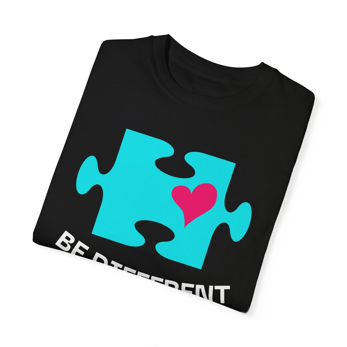 Be Different Puzzle Heart Unisex Garment-Dyed T-Shirt