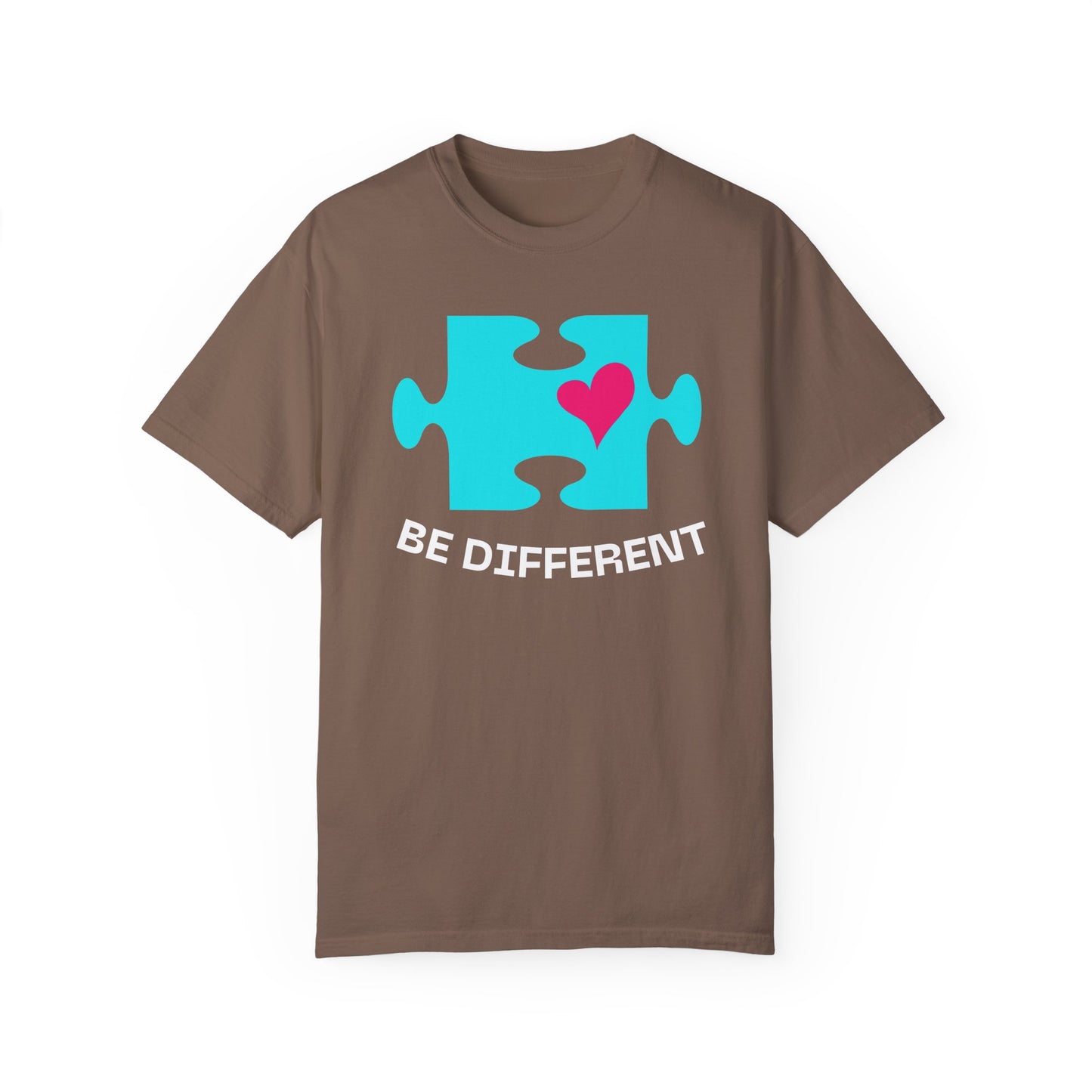 Be Different Puzzle Heart Unisex Garment-Dyed T-Shirt