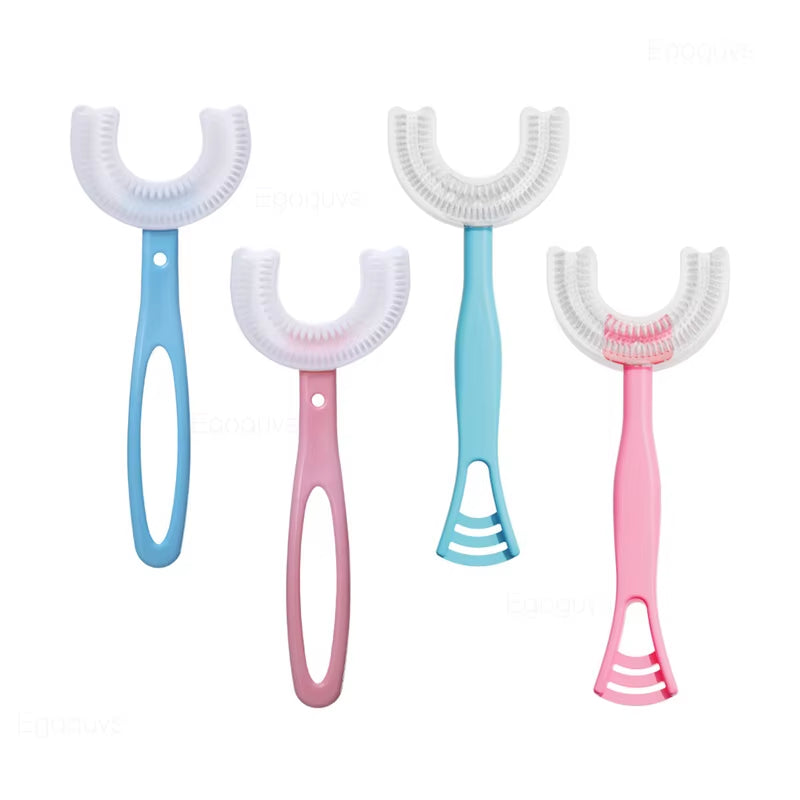 Children U-Shape Toothbrush 360-Degree Oral Cleaning Kids Tooth Brush Soft Million Nano Bristle Silicone Baby Finger Teether