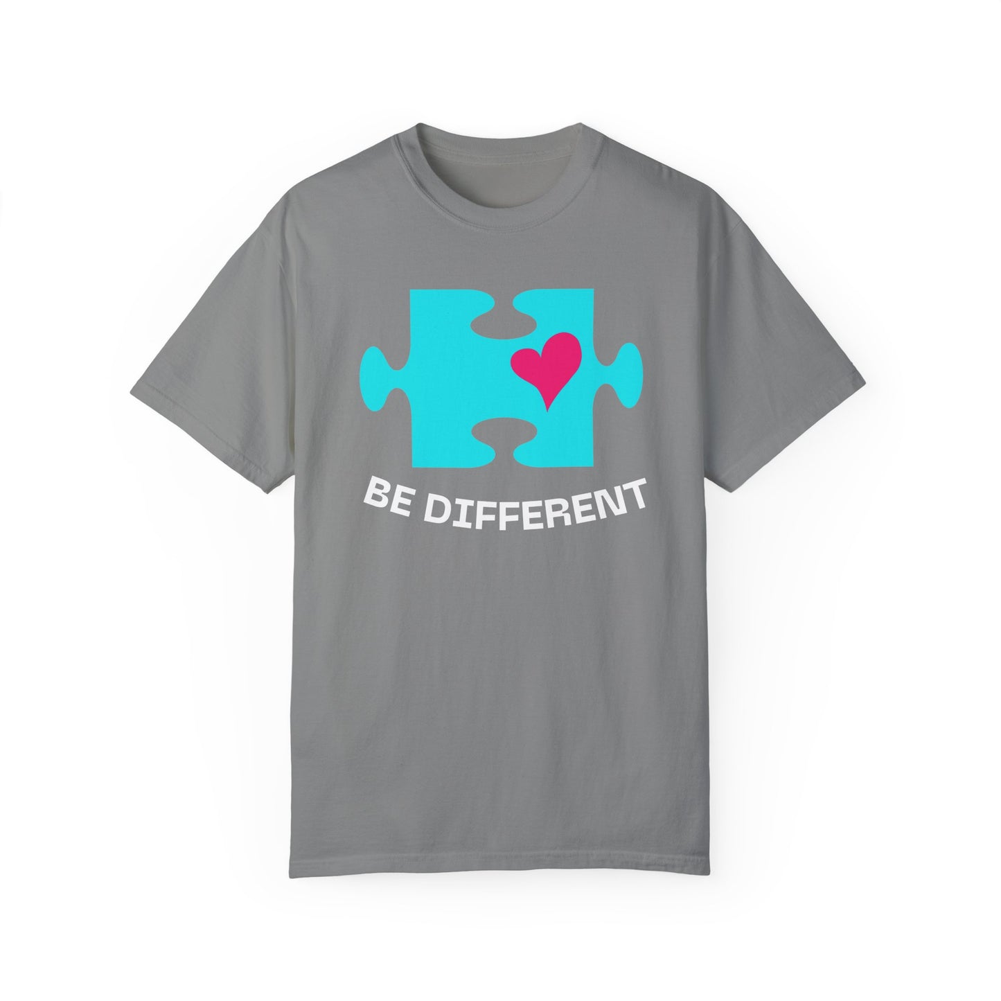 Be Different Puzzle Heart Unisex Garment-Dyed T-Shirt