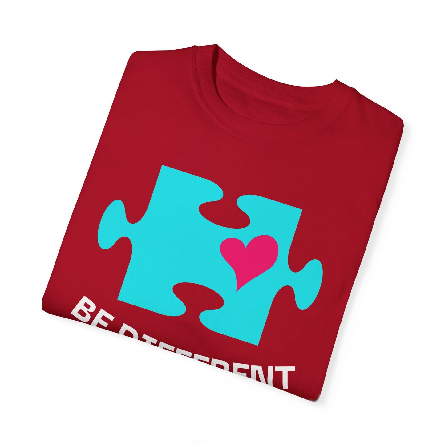 Be Different Puzzle Heart Unisex Garment-Dyed T-Shirt