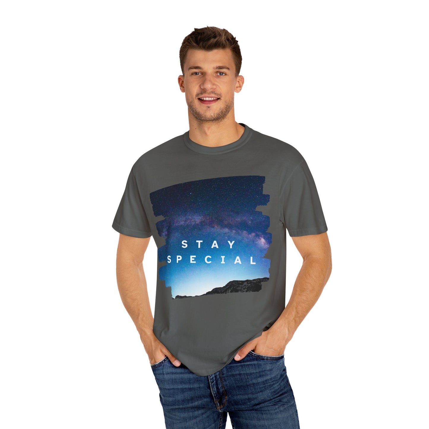 Stay Special Unisex Garment-Dyed T-Shirt - Inspirational Galaxy Design