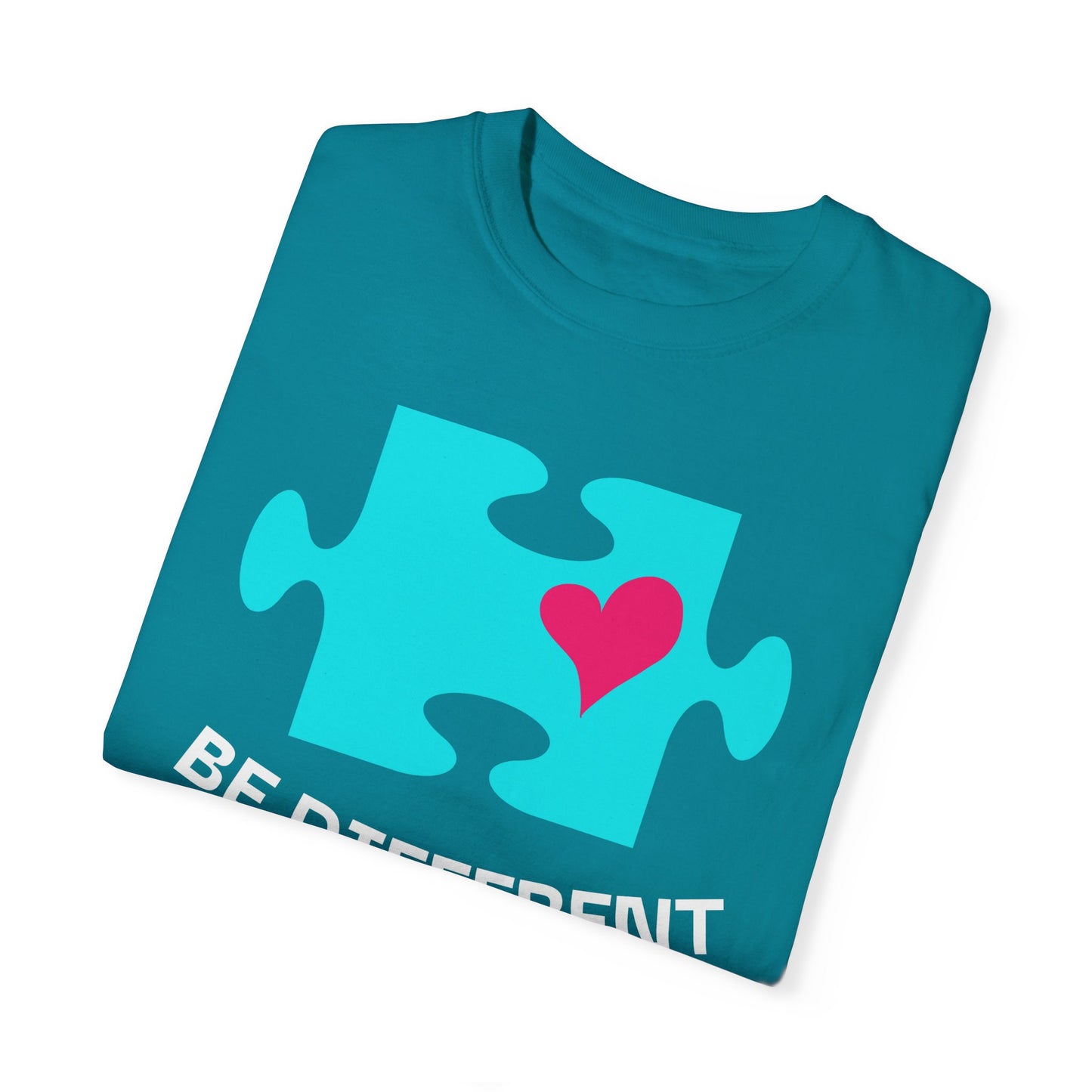 Be Different Puzzle Heart Unisex Garment-Dyed T-Shirt