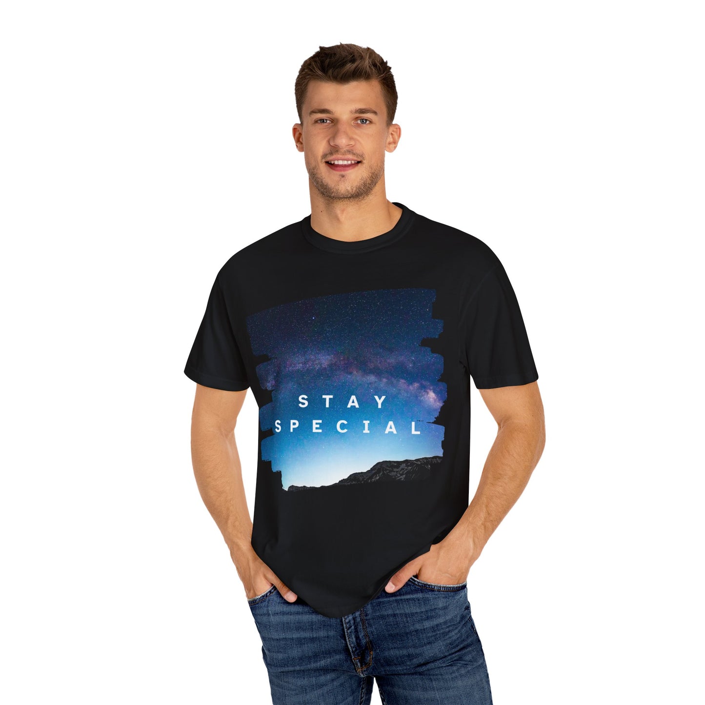 Stay Special Unisex Garment-Dyed T-Shirt - Inspirational Galaxy Design