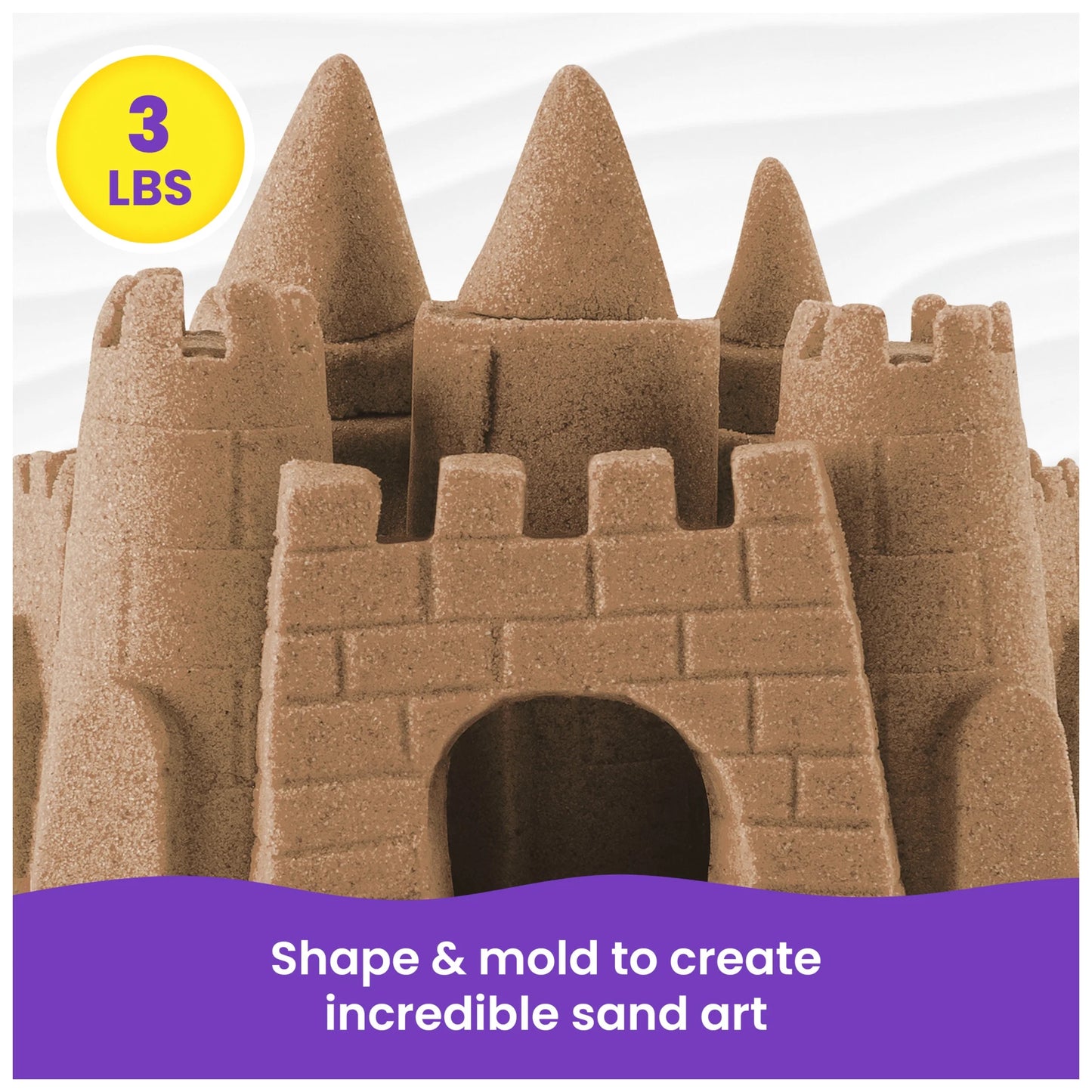 , 3Lbs Beach Play Sand, Moldable Sensory Toys for Kids, Resealable Bag (Packaging May Vary), for Ages 3 and Up
