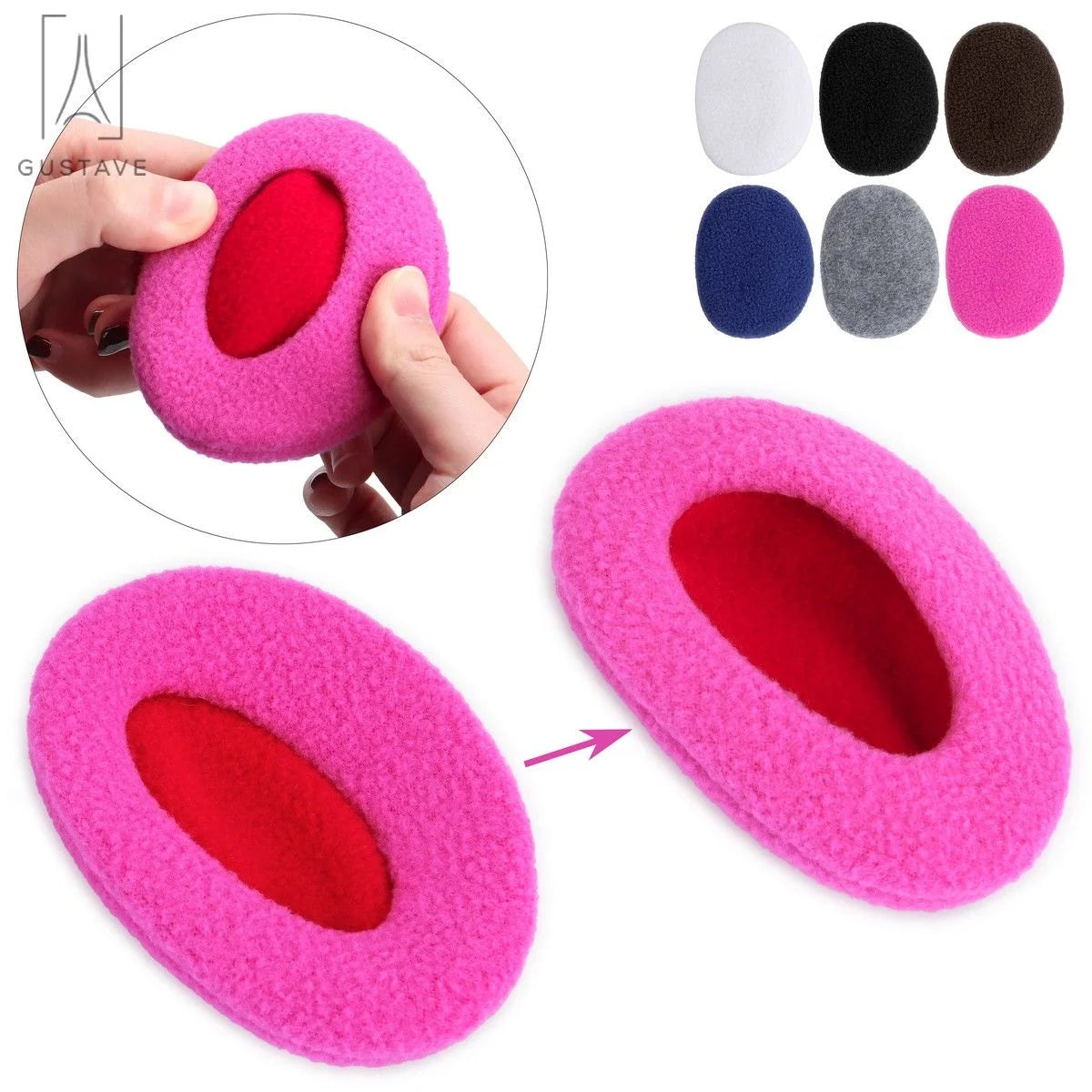 2Pcs Bandless Ear Warmers Fleece Ear Muffs Ear Covers Unisex Winter Outdoors for Women Men (Navy)