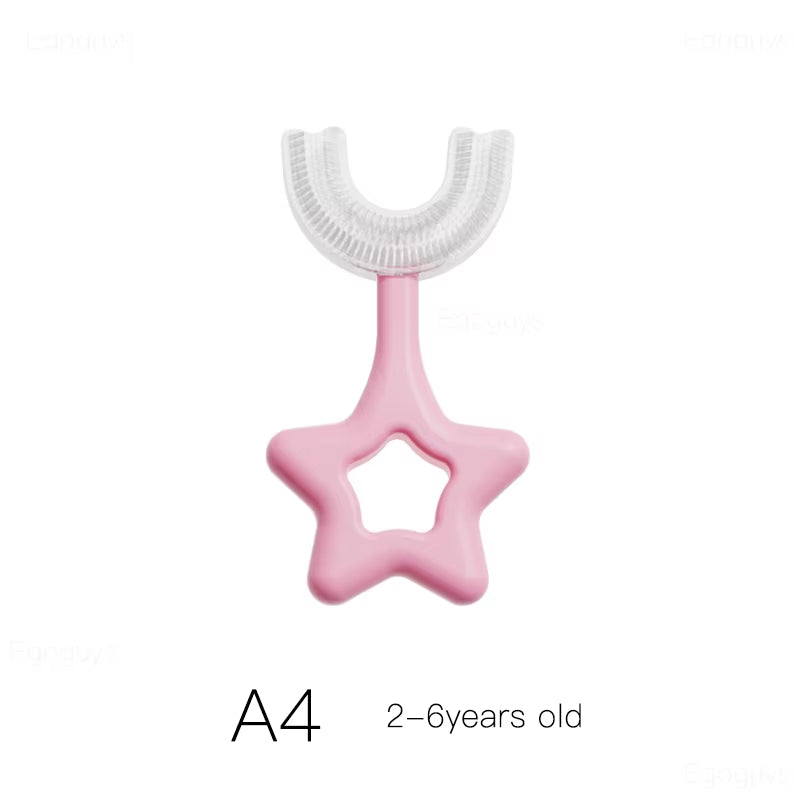 Children U-Shape Toothbrush 360-Degree Oral Cleaning Kids Tooth Brush Soft Million Nano Bristle Silicone Baby Finger Teether