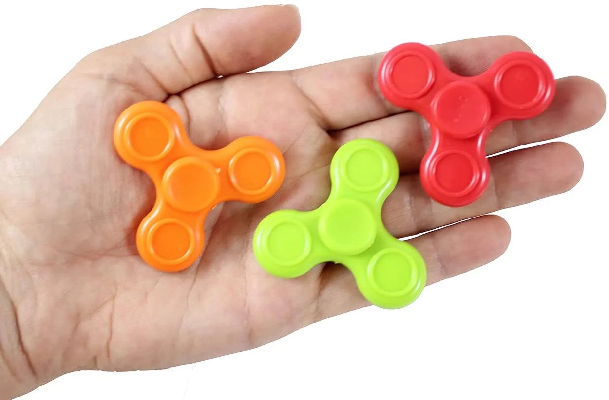 12 Mini Fidget Spinners - Fidget Toy - Sensory Stress Toy - Tiny Hand Spinner Toy - Party Favors (Random Colors)