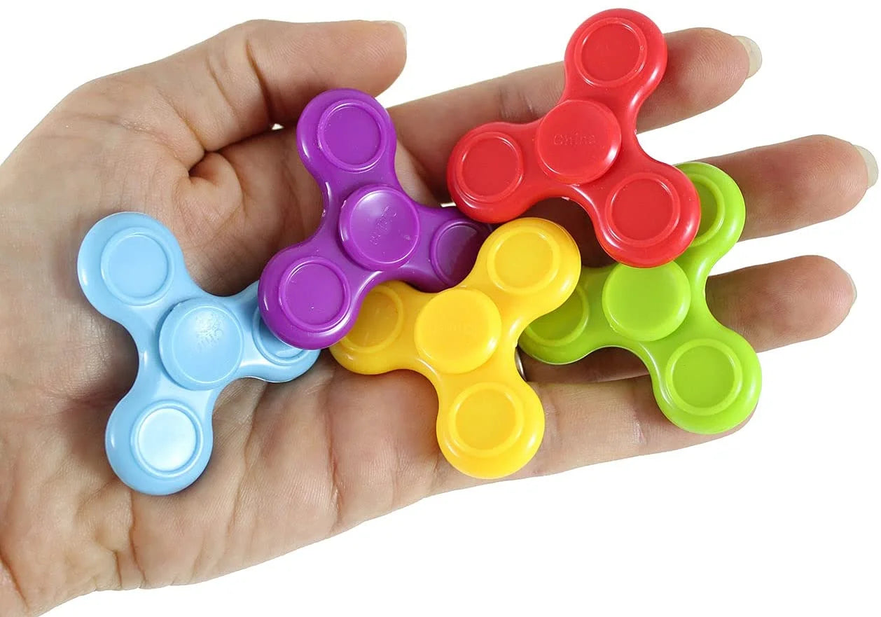 12 Mini Fidget Spinners - Fidget Toy - Sensory Stress Toy - Tiny Hand Spinner Toy - Party Favors (Random Colors)