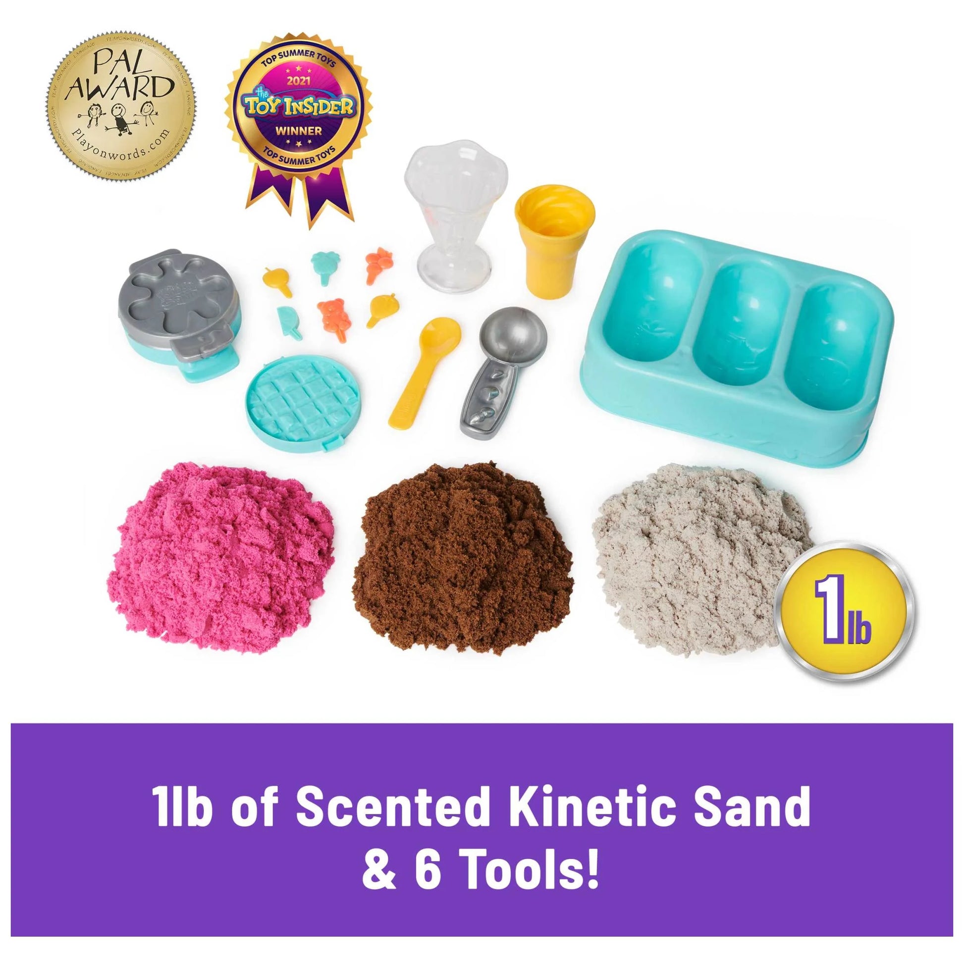 Scents, Ice Cream Treats Playset with 3 Colors Scented Play Sand & 6 Tools, Sensory Toys for Kids Ages 3 and Up