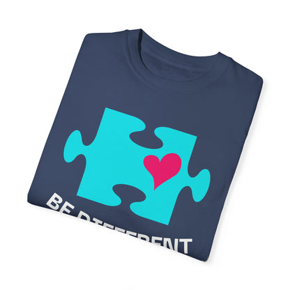 Be Different Puzzle Heart Unisex Garment-Dyed T-Shirt